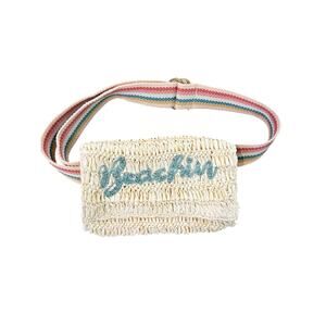 O’Neill Straw Raffia Belt Bag Beachin Embroidered Boho Coastal Fanny Pack